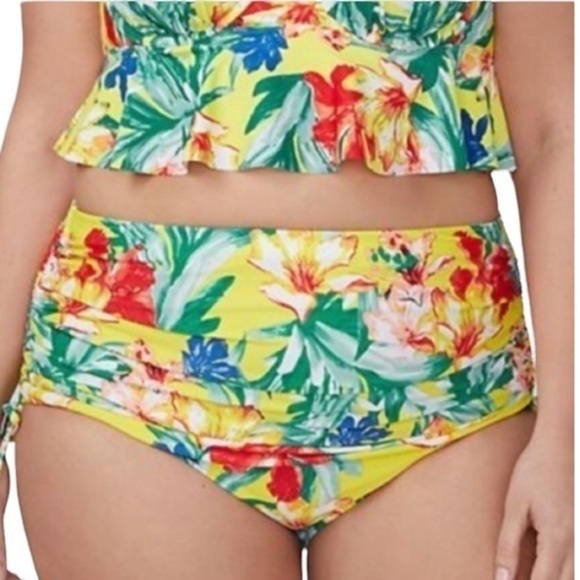 Lane Bryant NWOT Floral High-Waisted Bikini Bottom - Picture 1 of 8
